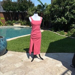 HALARA Pink Sheath Midi Dress with Slit